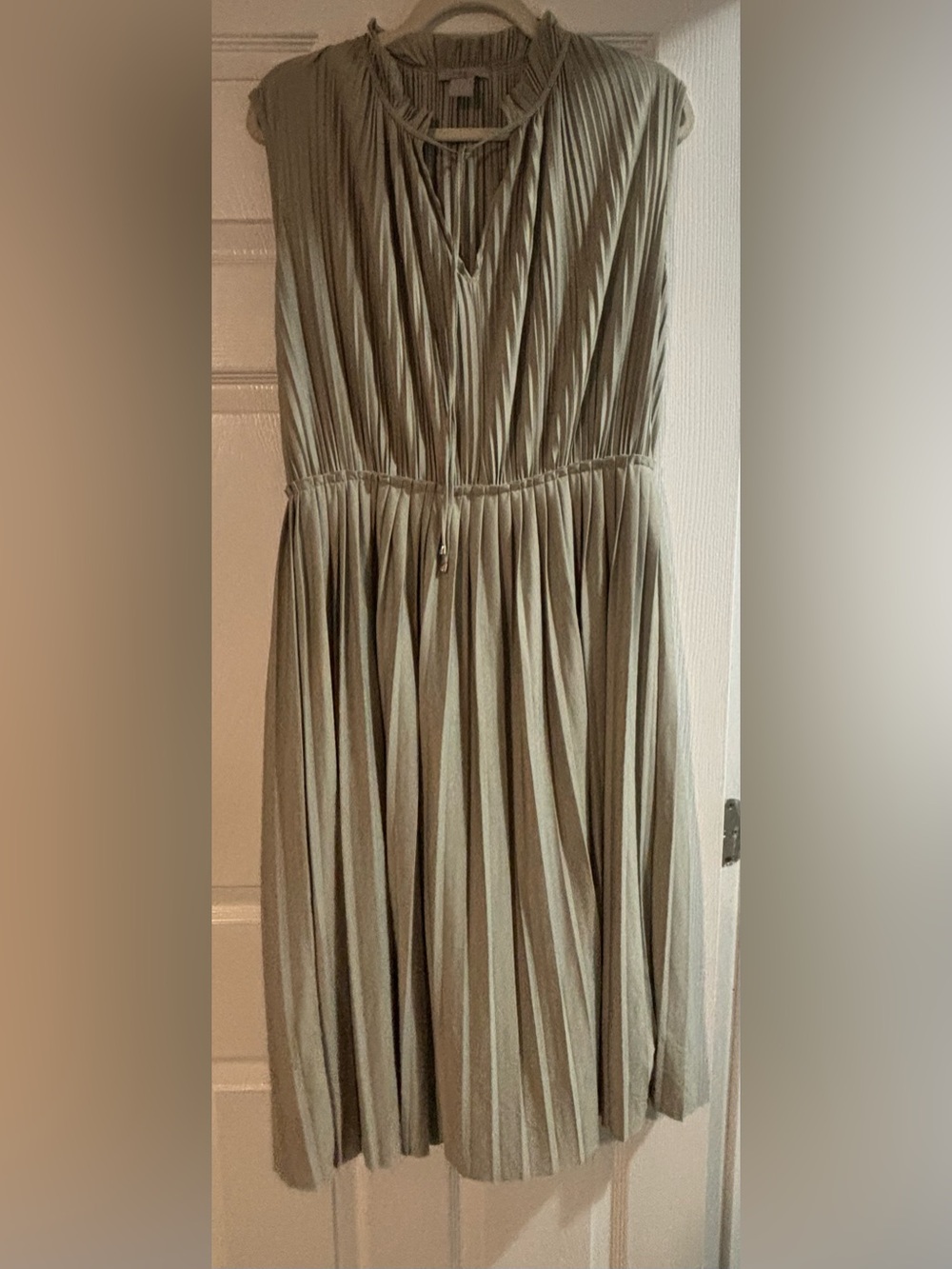 H&M Pleated Dress in Khaki